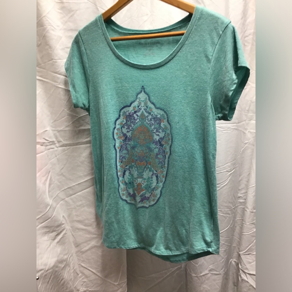 Lucky Brand Green and Purple Graphic Tee
